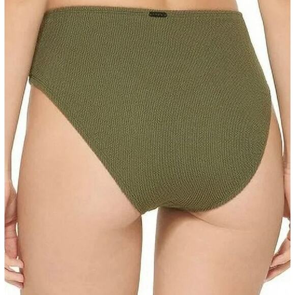 DKNY Moss Green Textured High Waist Bikini Swim Bottom XS NWT - Picture 2 of 6